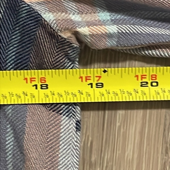 BeachLunchLounge Women Button Front Top Small Purple Plaid Flannel Fly Away Back - Picture 14 of 16